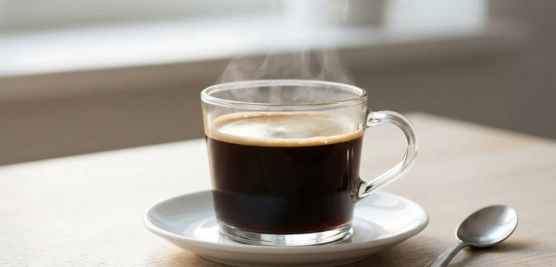 Freshly brewed black coffee in clear mug showing the final drink that contains antioxidants, caffeine, potassium, magnesium, and B vitamins