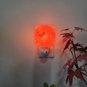 Himalayan Salt Diamond Night Light Illuminated with Warm Amber Glow – Plug-In Hexagonal Pink Salt Lamp by Premier Halite – Natural Crystal Nightlight for Bedroom, Nursery, Hallway – USA & Canada