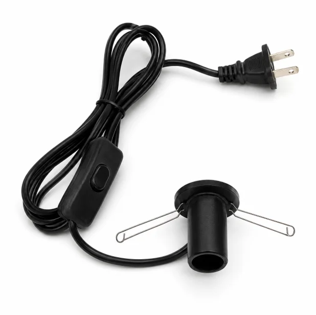5ft C7 Light Cord with 2 Bulbs– Clip-In E12 Socket for Salt Lamps